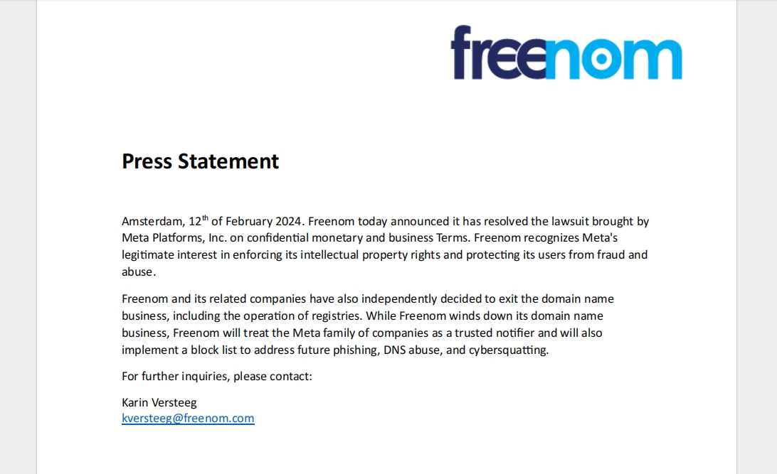 域名注册商 Freenom 宣布退出域名业务 大规模回收免费域名 域名注册商 Freenom 宣布退出域名业务 大规模回收免费域名